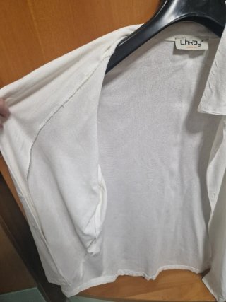Camicia ChRoy in lino e viscosa bianca XL