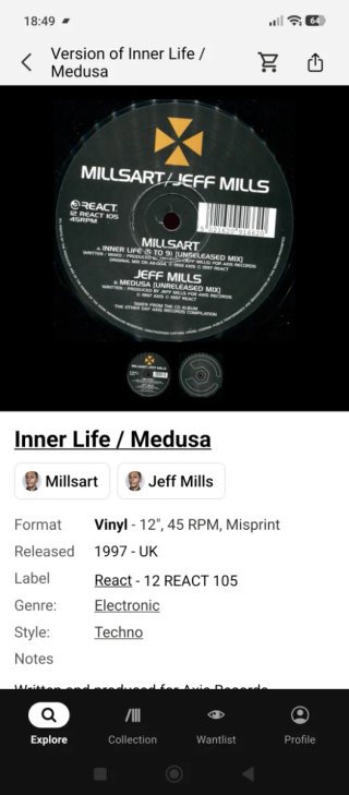 Vinilo Jeff Mills - Inner Life / Medusa