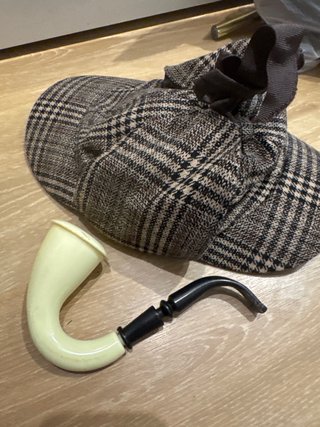 Disfraz Sherlock Holmes: Gorra y Pipa