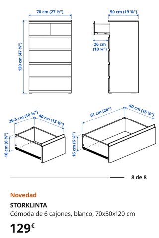 Cómoda Ikea Storklinta Blanca