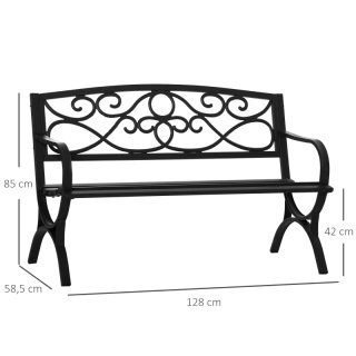 Banco de jardín 2 plazas metal negro