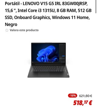 Portátil Lenovo V15 G5