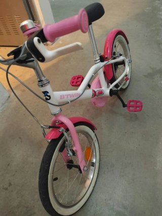 Bicicleta Infantil B'Twin Rosa y Blanca