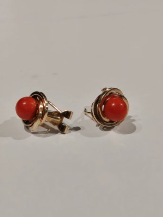 Pendientes Oro 18k y Coral Natural