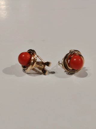Pendientes Oro 18k y Coral Natural