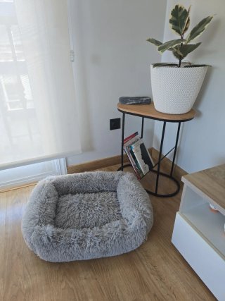 Cama perro antiestrés suave gris