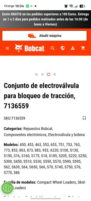 Electroválvula Bobcat 7136559
