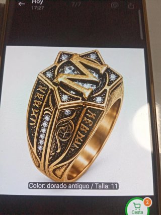 Anillo de Caballero con Letra M y Zirconio
