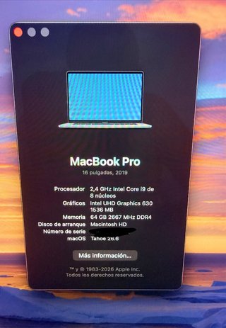 MacBook Pro 16 i9 64GB RAM 1TB SSD