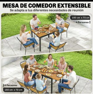 Mesa de jardín madera y metal