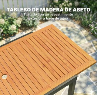 Mesa de jardín madera y metal