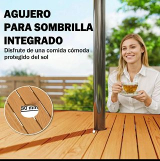 Mesa de jardín madera y metal