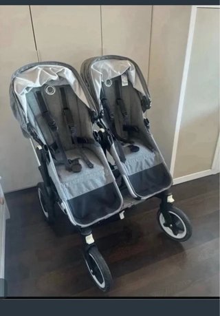 Bugaboo donkey silla gemelar gris