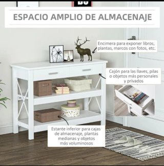 Mesa de entrada de madera blanca