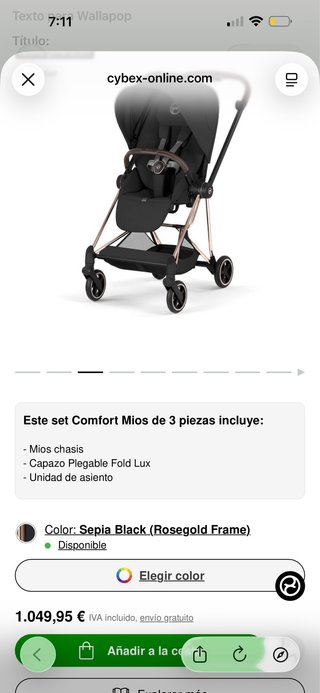 Cybex Mios Platinum Rose Gold Negro