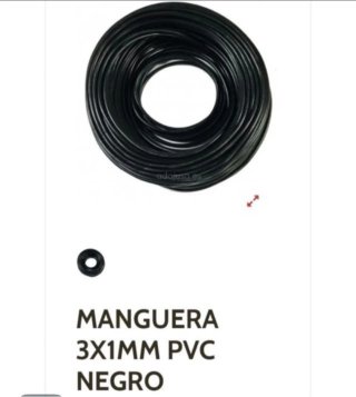 Manguera de PVC 3x1mm Negra