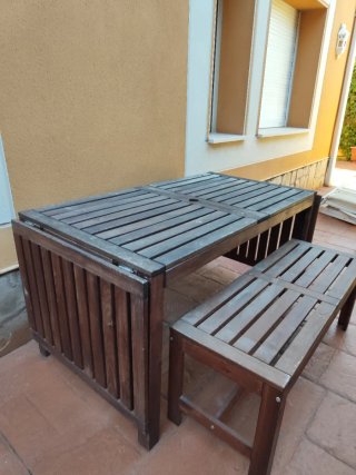 Mesa extensible jardín con banco