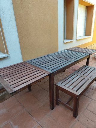 Mesa extensible jardín con banco