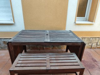 Mesa extensible jardín con banco