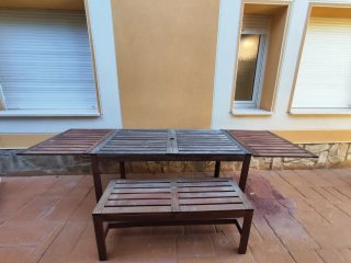 Mesa extensible jardín con banco
