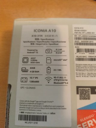 Tablet Acer 10 Nueva
