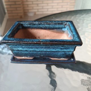 Mini Jardinera de Terracota Azul