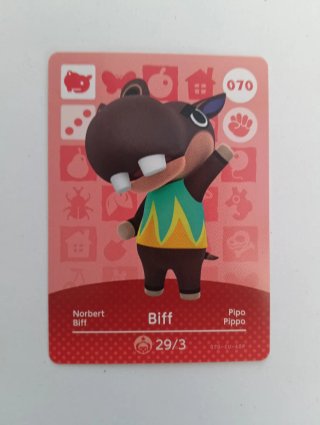 Carta Amiibo Animal Crossing Biff 070