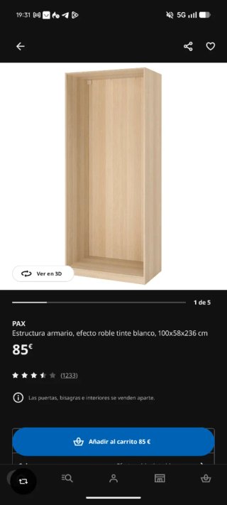 2 Armario PAX Roble Blanco 100x236cm