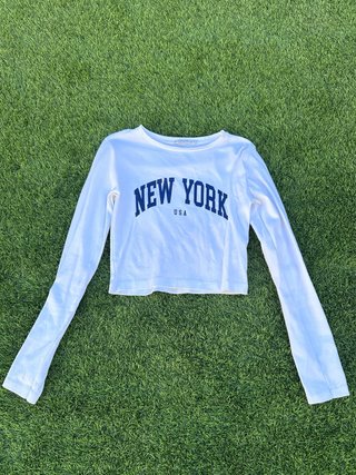 Camiseta Manga Larga Blanca New York