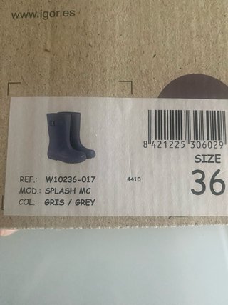 Botas de agua niña talla 36 grises