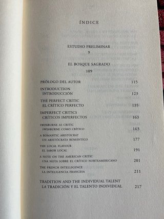 Eliot. El bosque sagrado / The Sacred Wood.