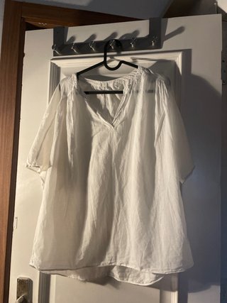 Camisa blanca manga corta ibicenca transparente