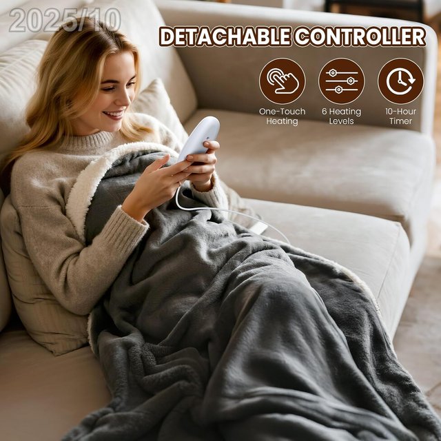 DNENELLR Manta Electrica Grande 130x180cm Gris
