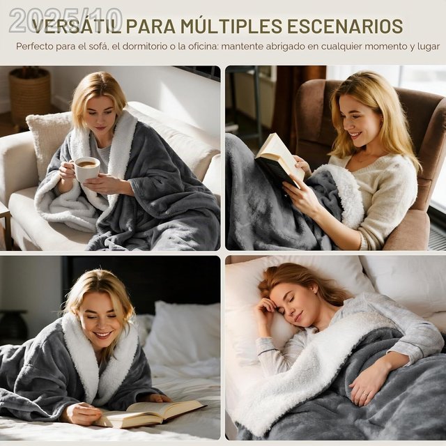 DNENELLR Manta Electrica Grande 130x180cm Gris