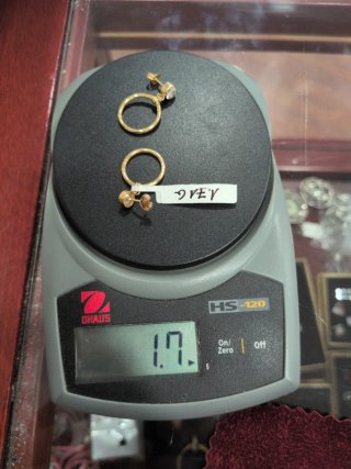 Pendientes largos oro 18k círculo y chatón