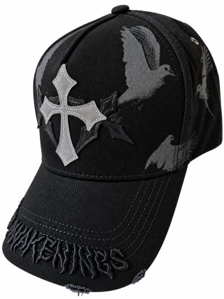 Gorra Negra con Cruz y Palomas