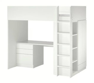 Cama alta Smastad Ikea blanca