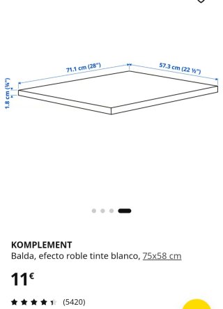4 baldas PAX roble 75cm