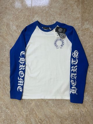 Camiseta Chrome Hearts Manga Larga Azul/Blanca