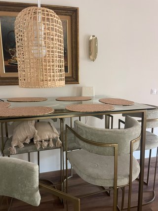 Mesa alta forja y taburetes nuevos