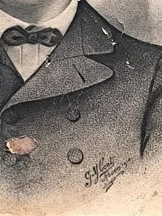 Retrato al Carbón Fotografía Antigua Francia 1919