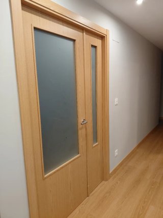 Puertas de salón con cristal y cocina