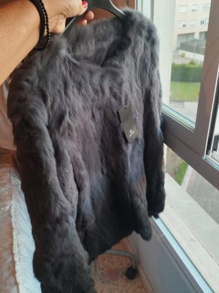 Chaqueta de Pelo Natural  de conejo color gris