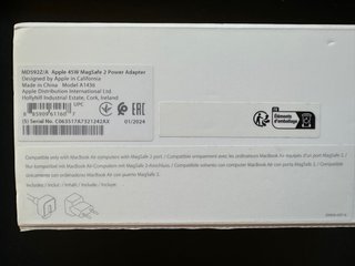 Cargador Apple Macbook Air 13 Magsafe 2 45W Nuevo