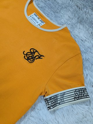SikSilk Camiseta Mostaza Manga Corta Ringer STR XS