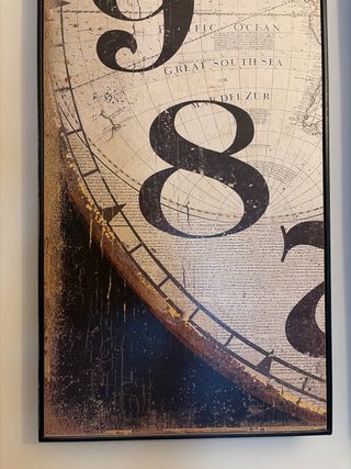 Reloj de Pared Triptico Mapa Beige/Marrón