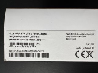 Cargador Apple MacBook Pro 14 Air 15 67W M1 M2 M3