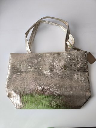 Bolso tote dorado efecto cocodrilo