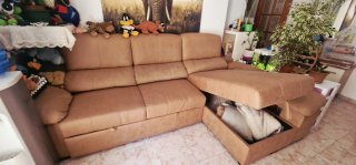 Sofá Cama Beige/Marrón Tela
