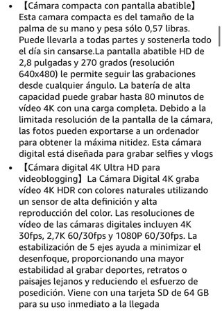 Cámara Digital 4K 72MP Autofocus 18X + 64GB Nueva
